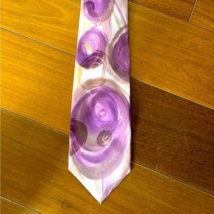 Robert Daskal hand painted tie - purple and cream